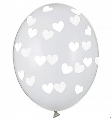 balon  ślubny   SB14C-228-099W - białe serduszka - 10 szt.